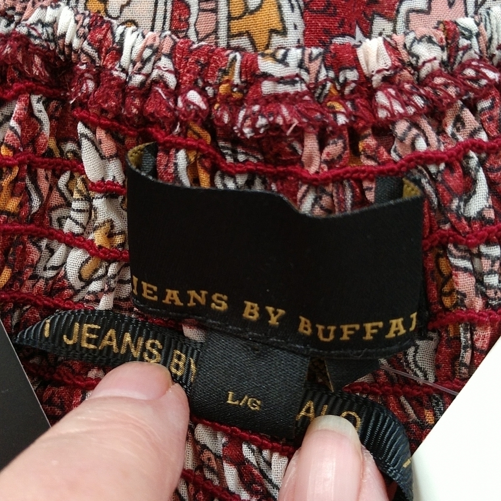 NWT i Jeans by Buffalo Bell Sleeve Paisley Boho Sheer Blouse Size L - Picture 10 of 12